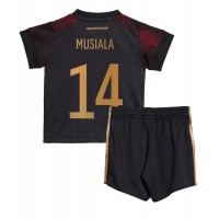 Echipament fotbal Germania Jamal Musiala #14 Tricou Deplasare Mondial 2022 pentru copii maneca scurta (+ Pantaloni scurti)